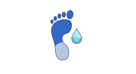 Obraz premium Blue Footprint Symbol Water Droplet Icon Hydration Health Concept Represents Foot Environmental
