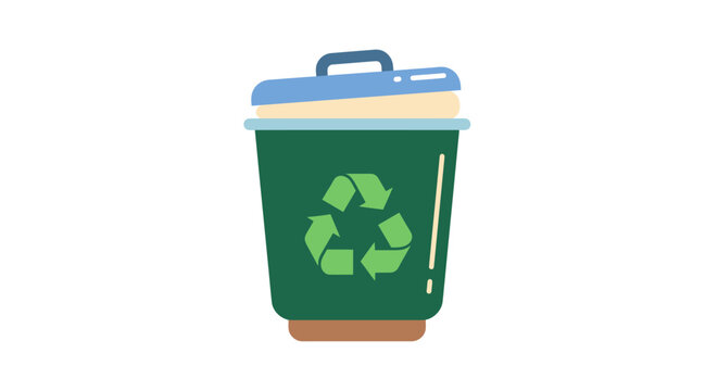 Green Trash Bin Recycling Symbol Illustrating Waste Management Circular Economy Concepts Blue