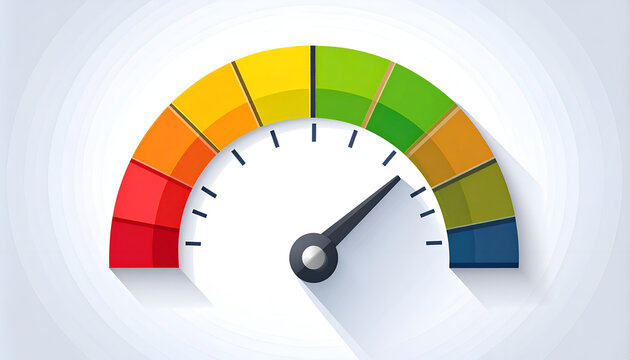 Speedometer gauge vector illustration showing moderate performance measurement level