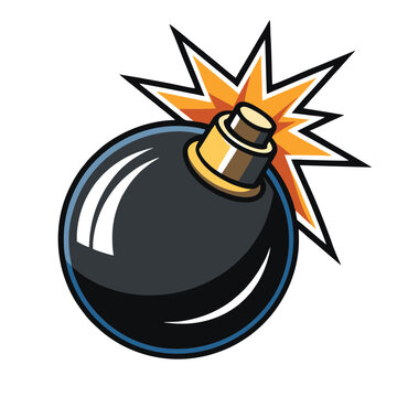 logo design  vector icon character illustration bold explosive bomb with sparks blast