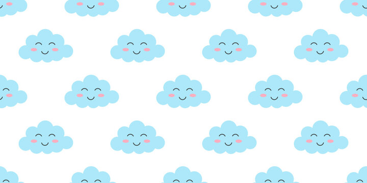 Cute smiling cloud seamless pattern for nursery textile, wallpaper, wrapping paper and baby room decor