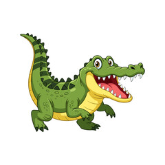 Obraz premium A cartoon green crocodile with a big smile