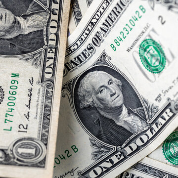 American one dollar banknotes wallpaper. Close up of money. Wealth concept, free trade, business concept background.
close up of one dollar bills.