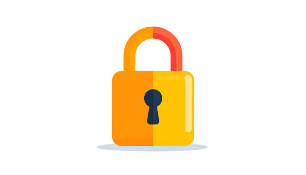 Vector illustration of a locked padlock with dark blue keyhole on white background