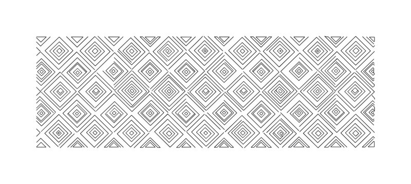 Ethnic Pattern Fabric. Minimalistic one-line drawing decorative ethnic textile with repeating tribal motifs and rhythmic pattern flow, continuous single black