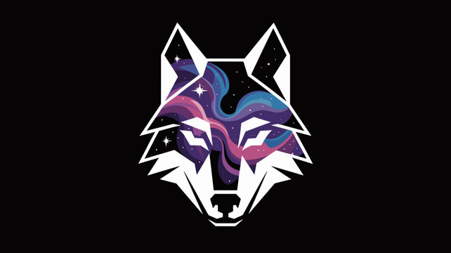 Crystalline geometric wolf with luminous cosmic clouds &ndash; Great for sci-fi book covers, creative agency logos, or unique art prints.