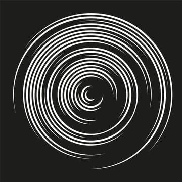 Swirl vortex shape. Spiral Vector element. Abstract tunnel view. Motion circle pattern. Manual vector only. No autotrace used.