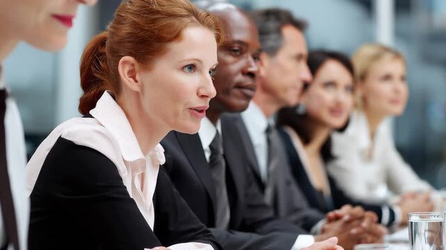 Engaging corporate training session focused on developing leadership skills among diverse professionals in a modern conference room