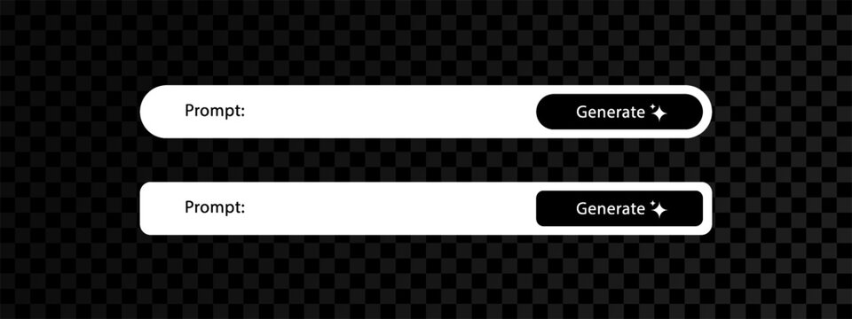 Generate AI prompt bar set. Artificial intelligence, machine learning technology, chat, futuristic, button design concept. Vector illustration