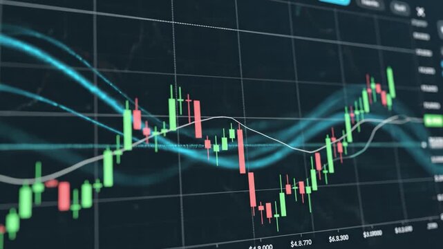 Stock market chart candlestick graph financial data investment analysis trading digital screen economic growth business profit volatility trend technology finance statistics risk success wealth