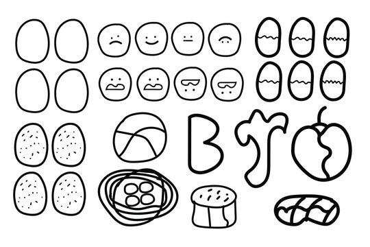 A variety of bread and egg illustrations