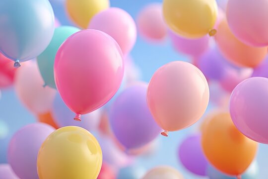 Creative fun concept of colorful helium balloons. Generative Ai