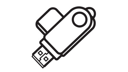 Fototapeta premium USB flash drive icon with a clean black outline, symbolizing digital storage and data transfer. featuring memory stick, computer accessory,