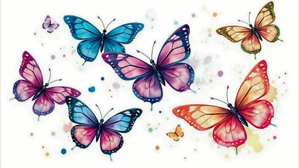 Fototapeta premium Hand-Painted Vibrant Butterfly Collection Illustration