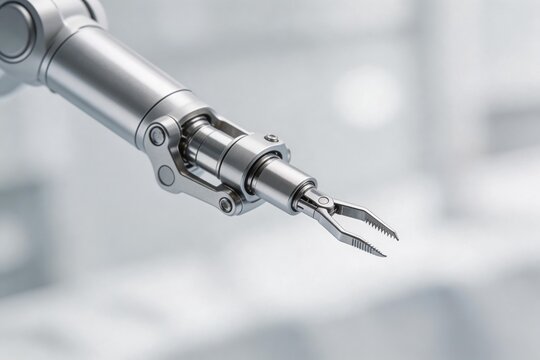 Closeup of a robotic arm with gripper