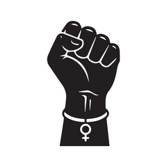 Raised Fist with Female Venus Symbol for Women's Empowerment and Equality Rights Activism  © Journey