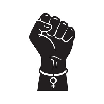 Raised Fist with Female Venus Symbol for Women's Empowerment and Equality Rights Activism
