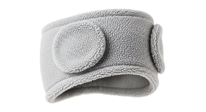 Soft grey fleece headband, a warm winter accessory for cold weather.