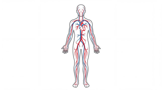 Visualizing the body's internal river of life a comprehensive depiction of the human circulatory system's intricate network