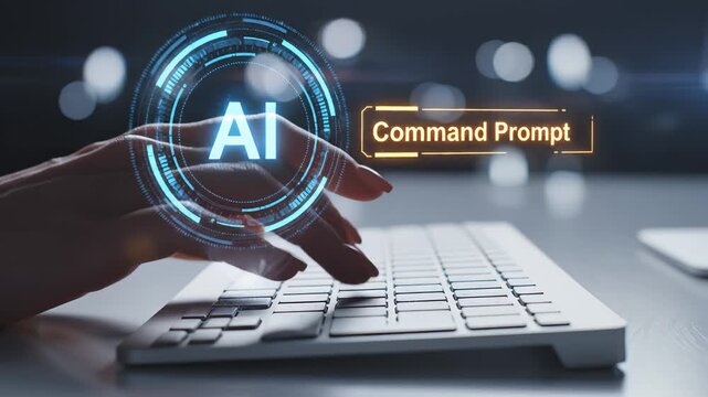 AI technology interface with keyboard