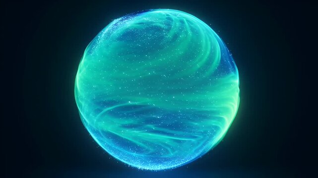 Glowing teal planet glowing teal orb luminous sphere energy sphere abstract planet nebula sphere cosmic orb turquoise planet space glowing blue energy orb with sparkling particles and soft light halo