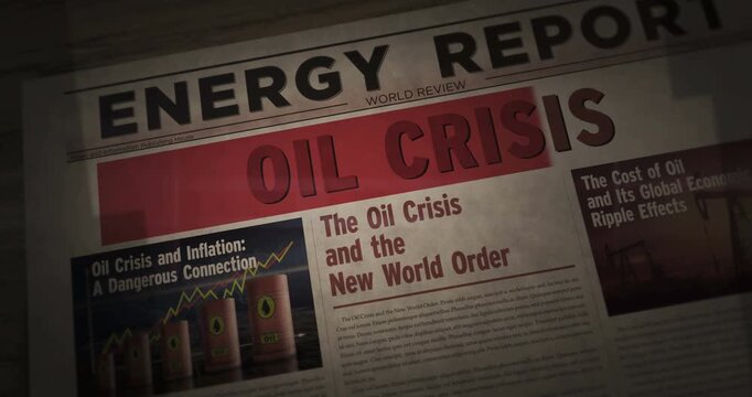 Oil ciris breaking news. Energy and fossil fuel economy headline newspaper. Highlighting information media print with marked title.