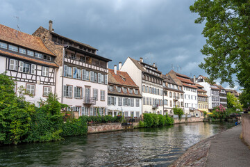 Fototapeta premium Half timbered houses by the river in Strasbourg, France