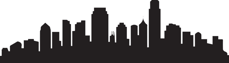 Obraz premium Urban cityscape silhouettes vector illustration. Night town skyline or black city buildings isolated on white background