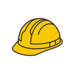 Fototapeta premium Construction helmet icon, minimal flat vector design, clean outline style, safety equipment symbol, yellow industrial color palette, isolated on white background