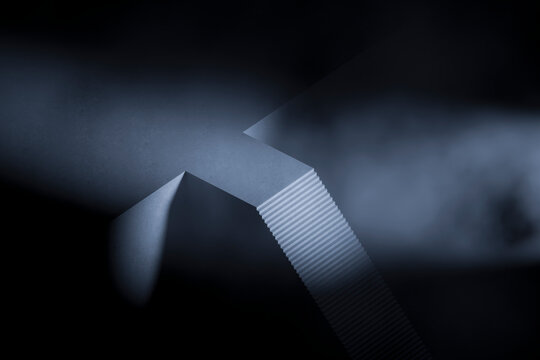 3D abstract stair in dark space with blue haze