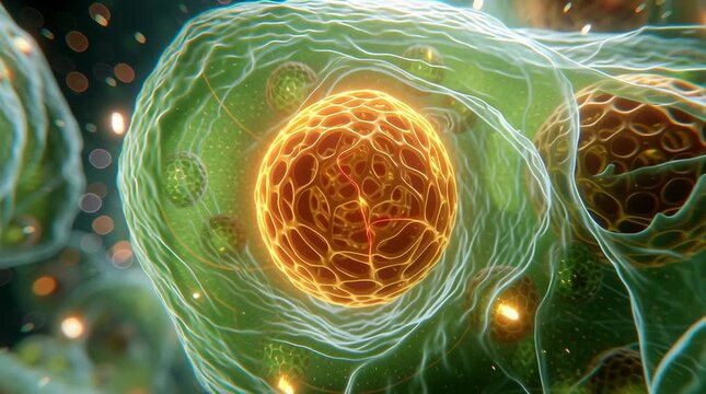 3D cellular animation chloroplasts performing photosynthesis, electrons moving along thylakoid membranes, ATP synthase rotation, sunlight scattering green membranes, glowing energy transfer, cinematic