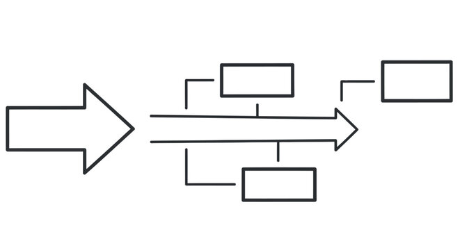 Simple flowchart with a starting point and branching paths indicated by rectangles