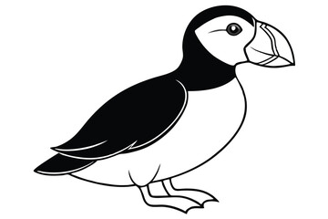 Fototapeta premium puffin bird silhouette line art vector illustration with a white background