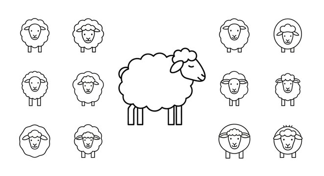 Sheep standing with flock icons around.