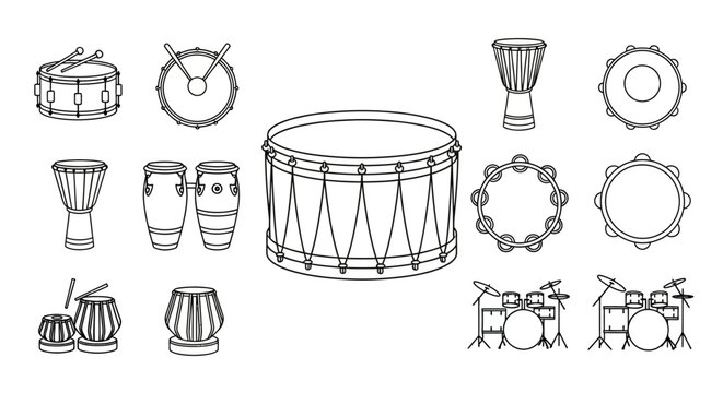 Drum set musical instrument collection.