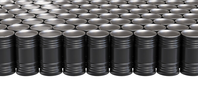 3d  metal oil barrels transparent background