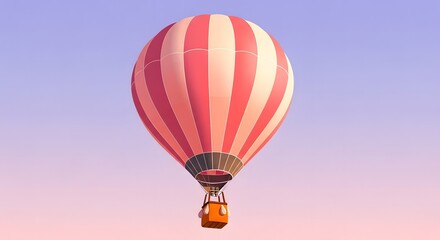 Fototapeta premium Vibrant pink and white hot air balloon soaring in the sky