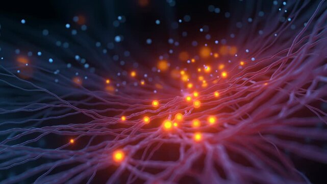 Network signal brain nerve cell neurology science biology neuron connection glowing synapse electric impulse neural tissue communication circuitry cortex medical research abstract network signal