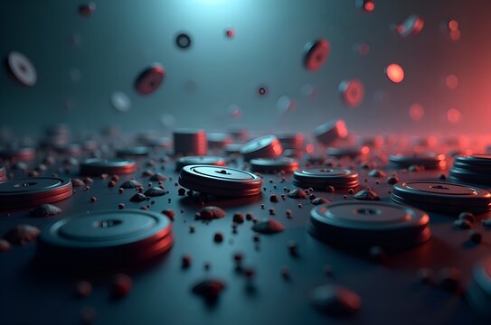 Abstract Coin Pile with Glowing Elements