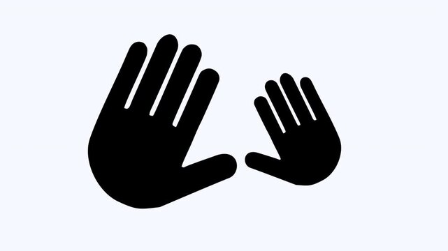 Two black human hand icons perfect for web design projects, user interfaces, presentations, or social media graphics. Symbolic and versatile.