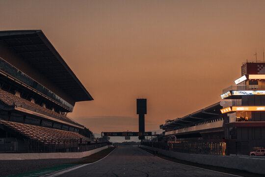 Circuit de Barcelona-Catalunya raceway in the evening light