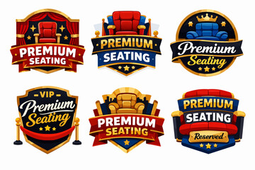 Obraz premium Premium seating badges for cinema, theater, and vip events. Reserved luxury experience with comfortable chairs