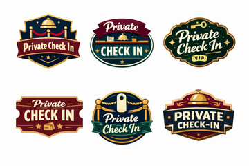 Obraz premium Private check-in badges and exclusive guest insignia for hotel services, offering vip welcome and premium accommodation