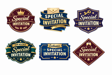 Obraz premium Set of elaborate special invitation badges and tickets, offering vip access and exclusive offers for premium events and celebrations
