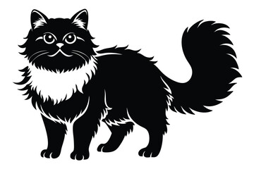 Obraz premium persian cat silhouette line art vector illustration with a white background