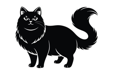 Obraz premium persian cat silhouette line art vector illustration with a white background