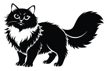 Obraz premium persian cat silhouette line art vector illustration with a white background