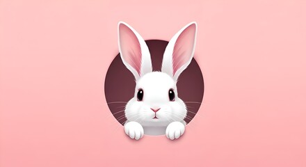Obraz premium Easter bunny peeps out of the pink wall
