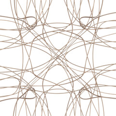 Obraz premium Intricate abstract pattern of graceful, continuously flowing lines in light brown, taupe, sepia, and warm beige, seamlessly intertwining with subtle depth against a transparent background with