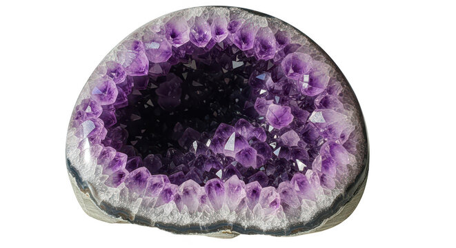 A large amethyst geode with a hollow center